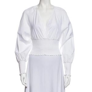 diane von furstenburg DVF white long sleeve plunge top open back